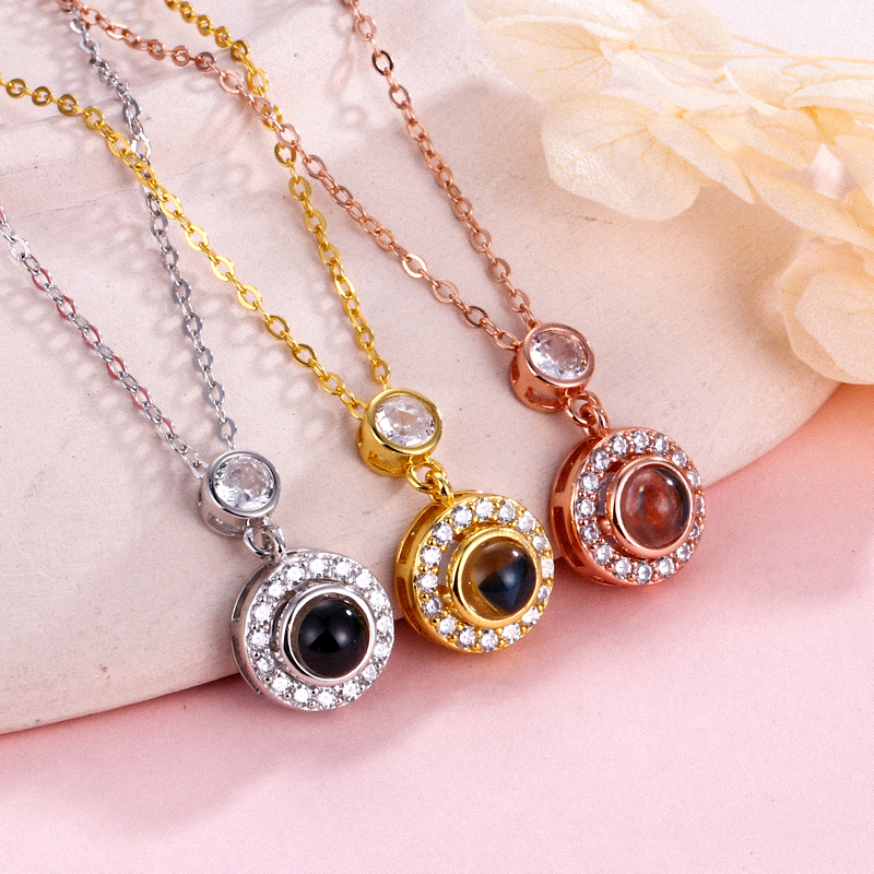 Zirkonia Cirkel Ketting met Projectiebedel