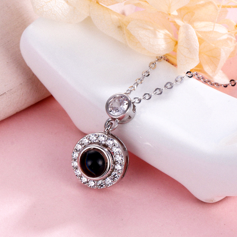 Zirkonia Cirkel Ketting met Projectiebedel