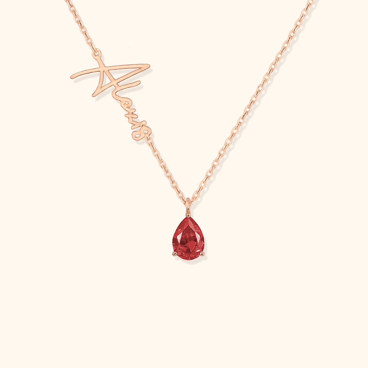 Kalligrafie Naam Geboortesteen Ketting