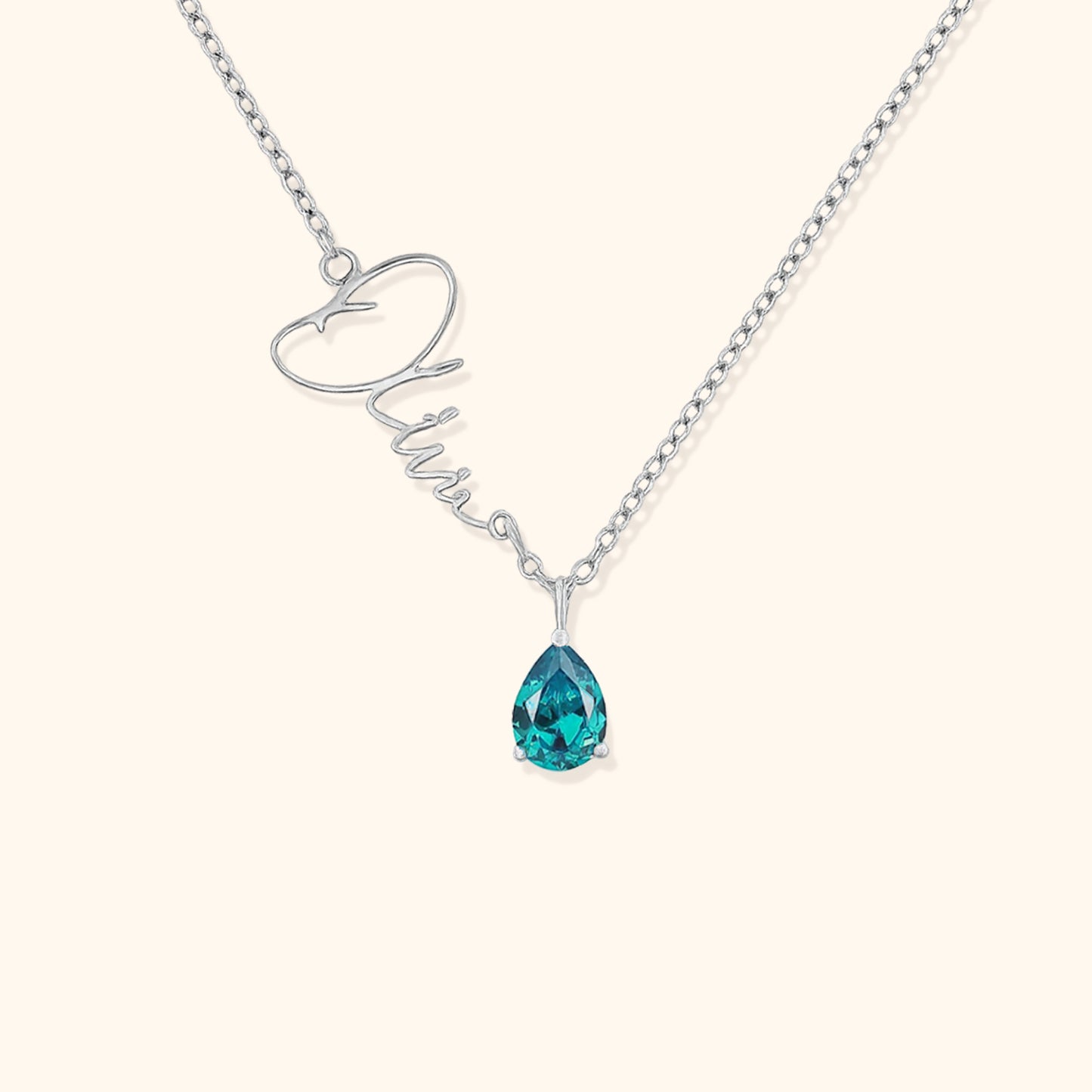 Kalligrafie Naam Geboortesteen Ketting