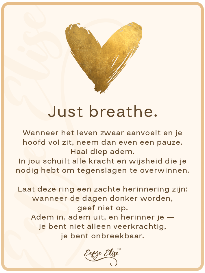 Just Breathe Citaat Ring met Geschenkkaart