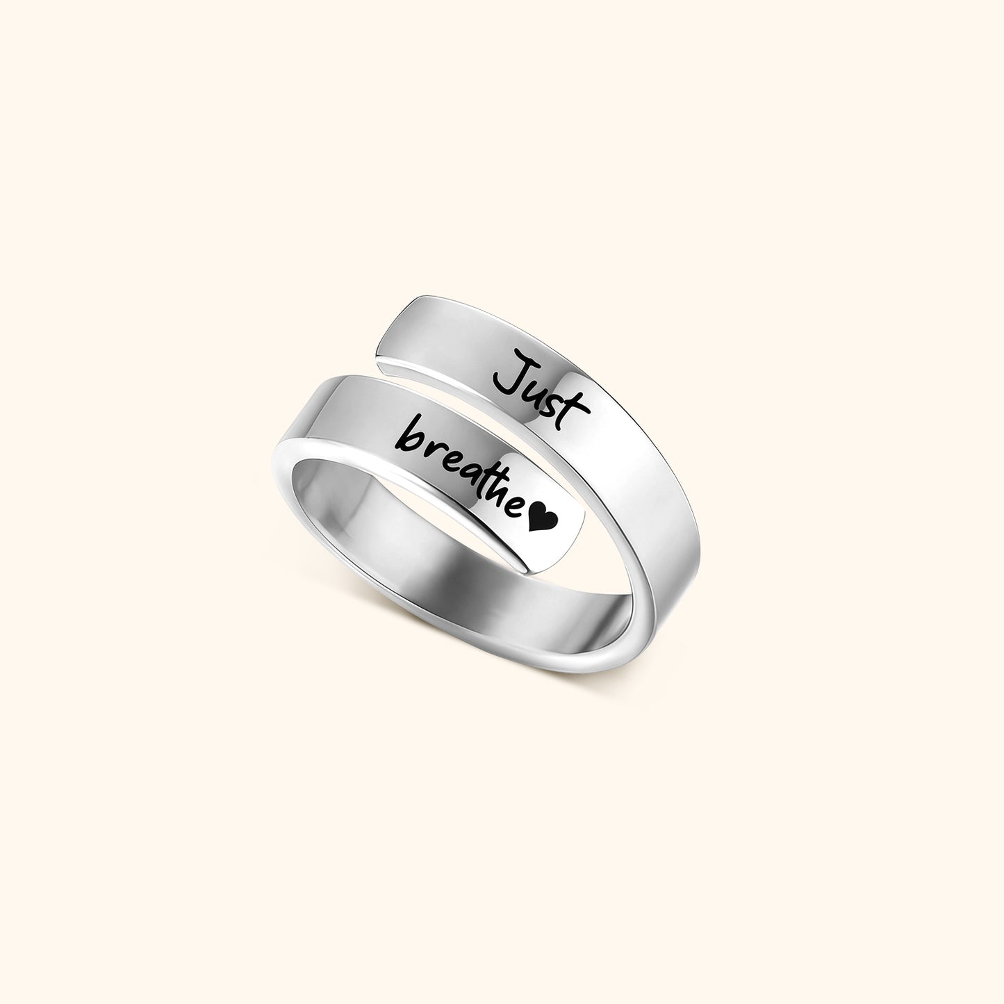 Just Breathe Citaat Ring met Geschenkkaart