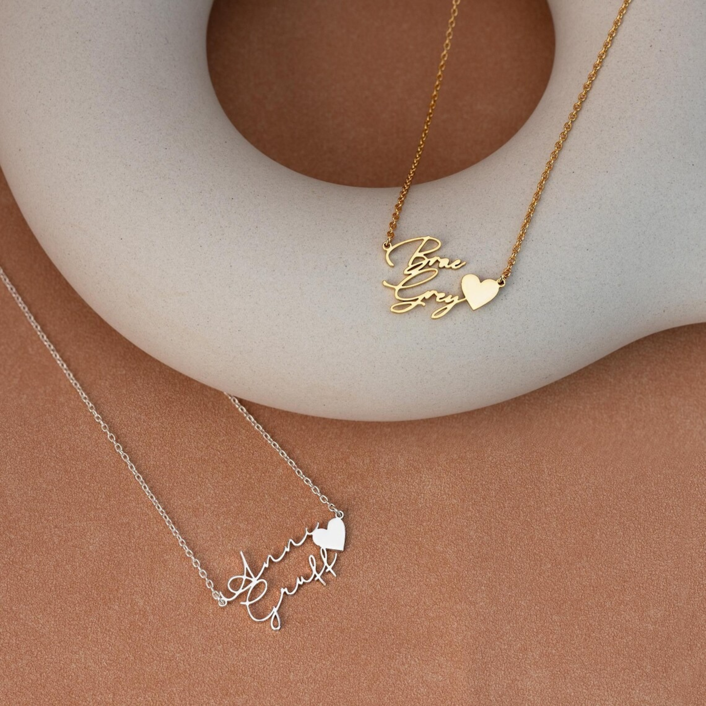 Gepersonaliseerde Twee Namen Hart Ketting