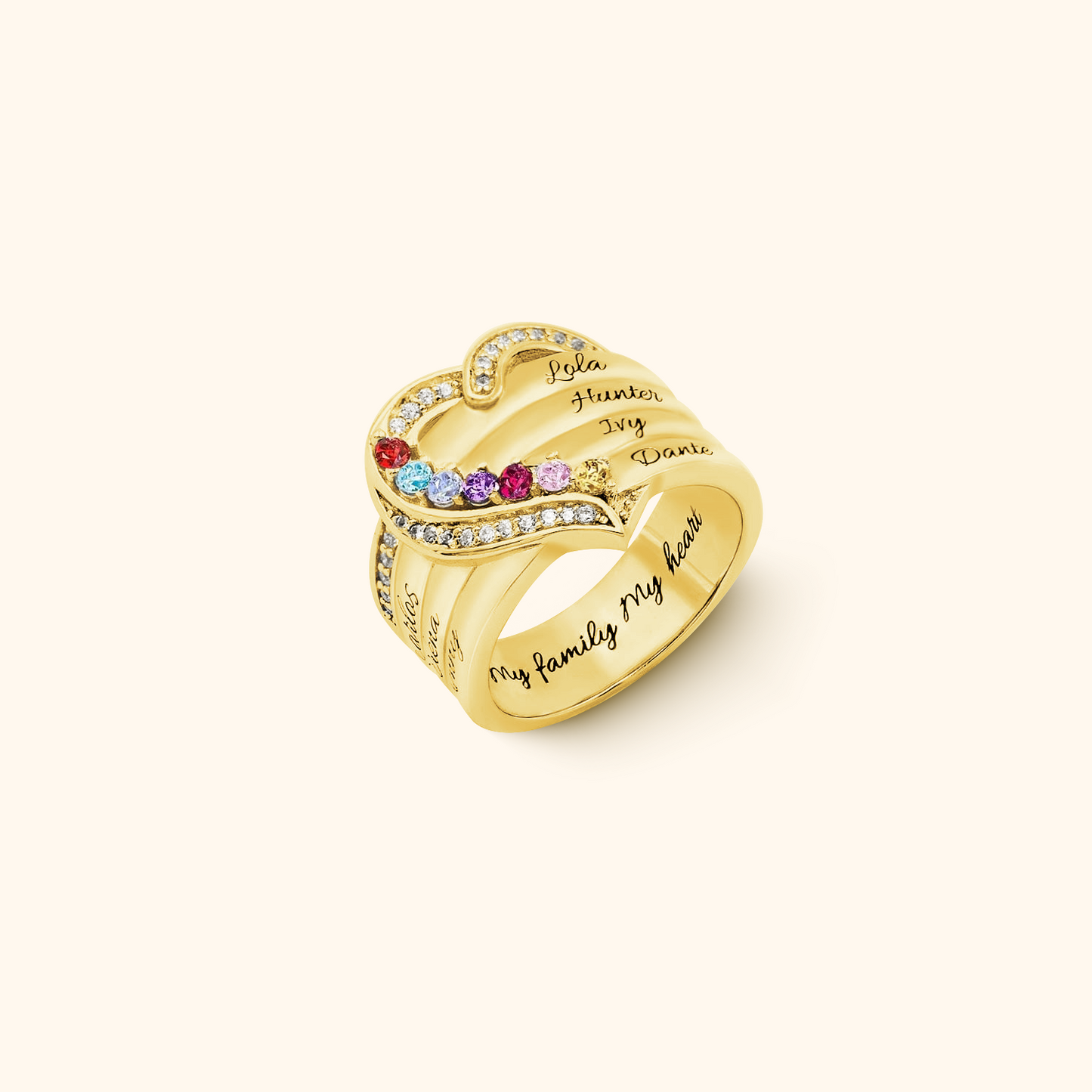 Gepersonaliseerde Ring met Geboortestenen