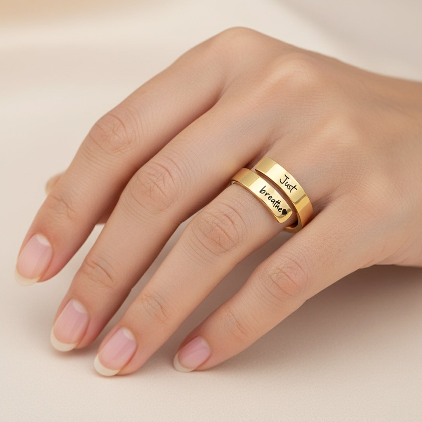 Just Breathe Citaat Ring met Geschenkkaart
