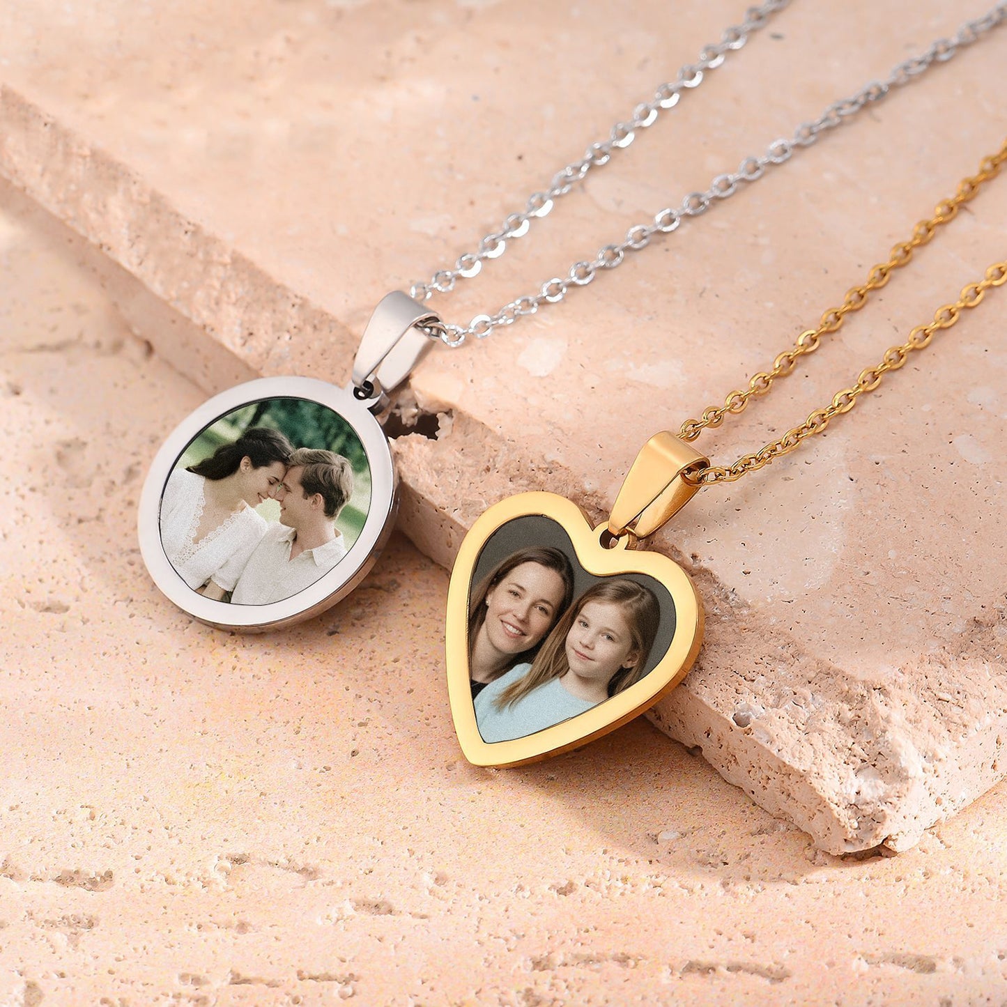 Hart & Rond Vormige Foto Ketting