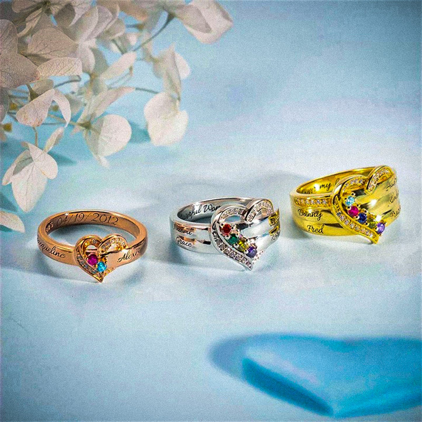 Gepersonaliseerde Ring met Geboortestenen