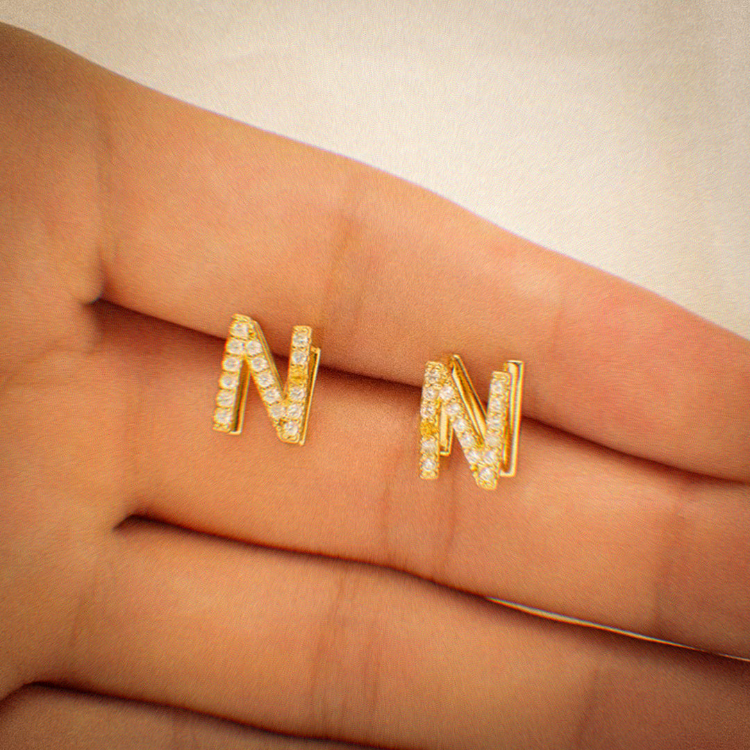 Stud Initialen Oorbellen