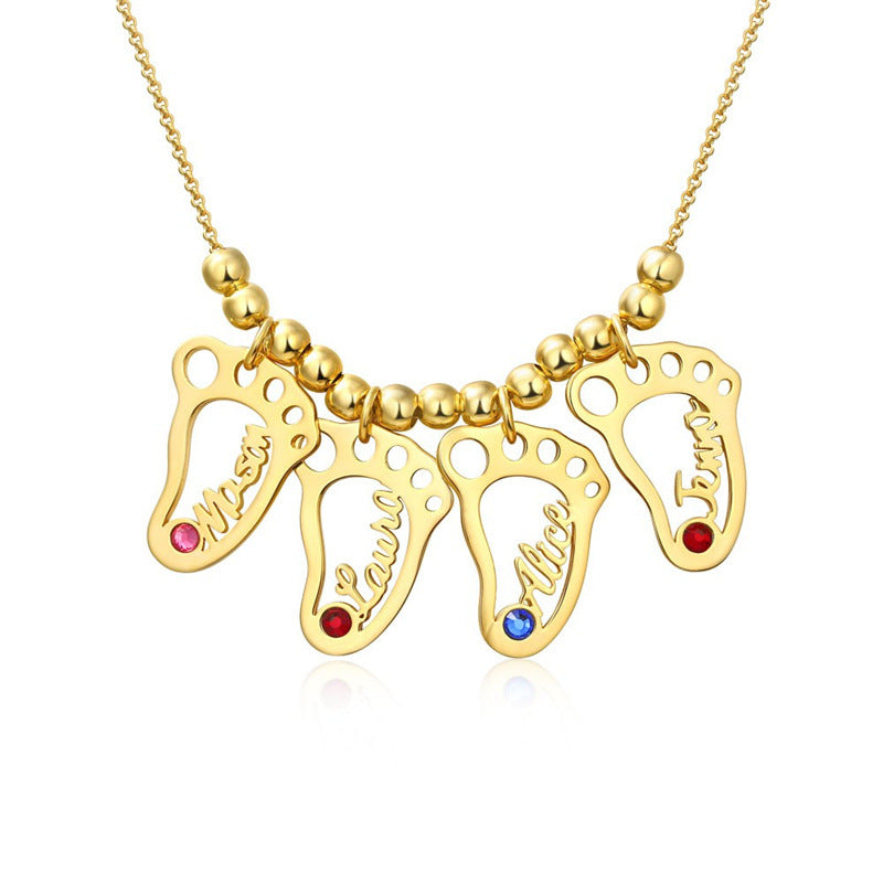 Baby Voetafdruk Geboortesteen Ketting