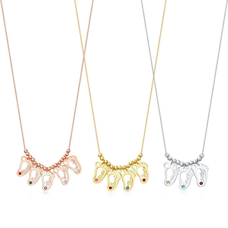 Baby Voetafdruk Geboortesteen Ketting