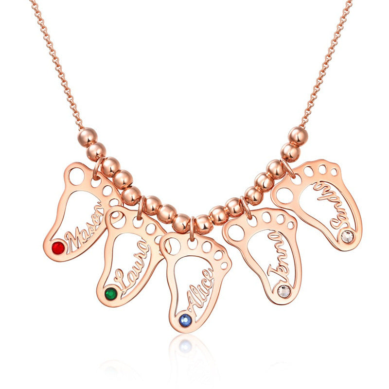 Baby Voetafdruk Geboortesteen Ketting