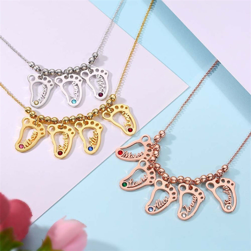 Baby Voetafdruk Geboortesteen Ketting