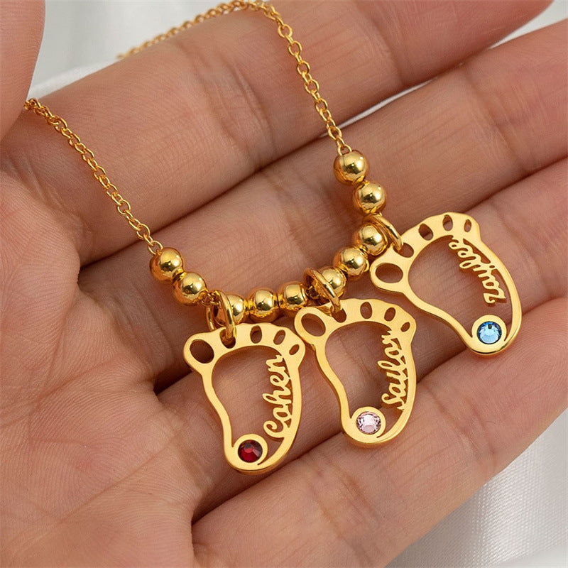 Baby Voetafdruk Geboortesteen Ketting