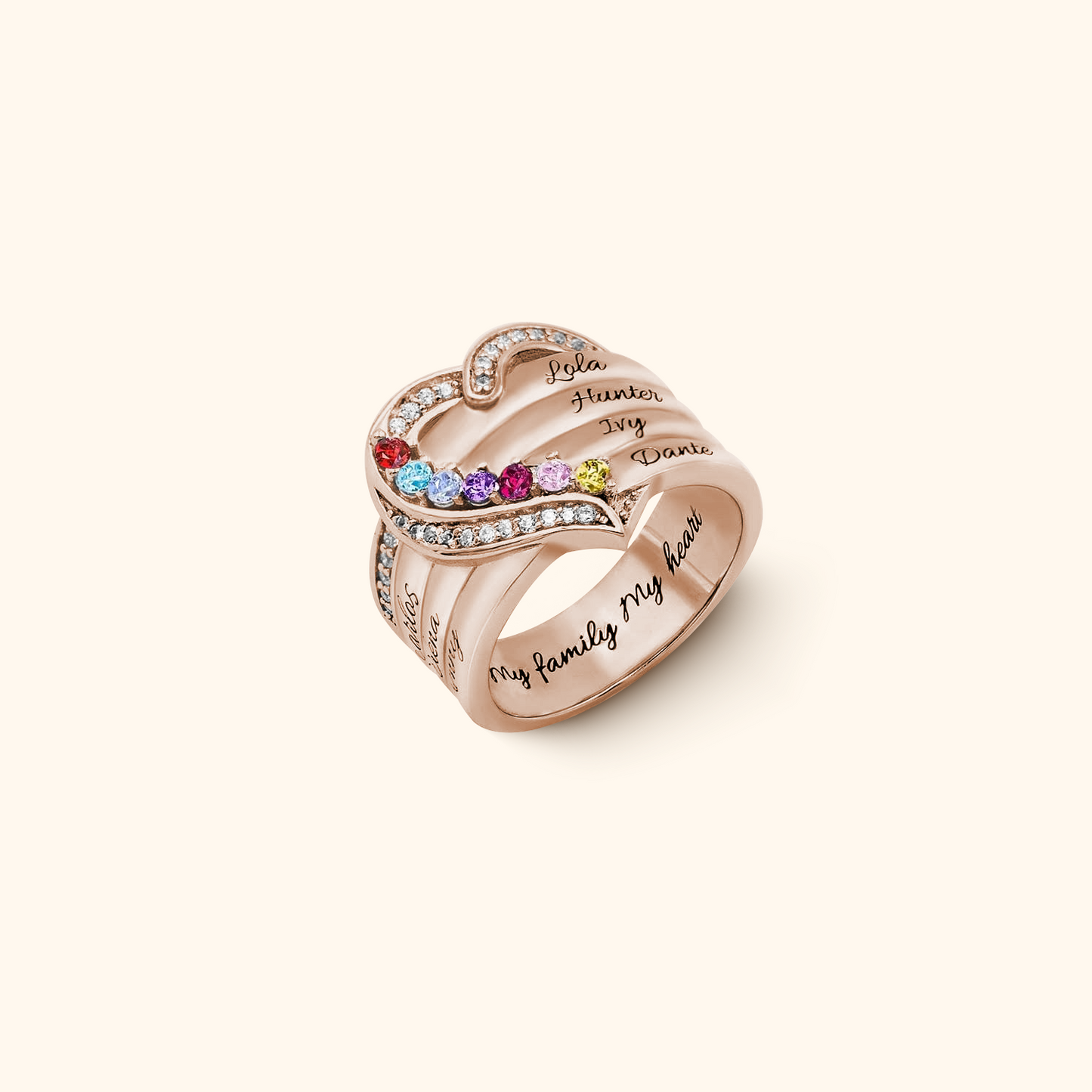 Gepersonaliseerde Ring met Geboortestenen