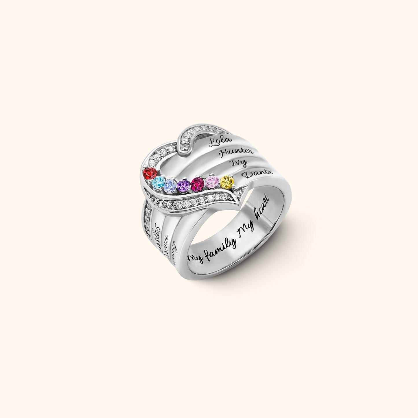 Gepersonaliseerde Ring met Geboortestenen
