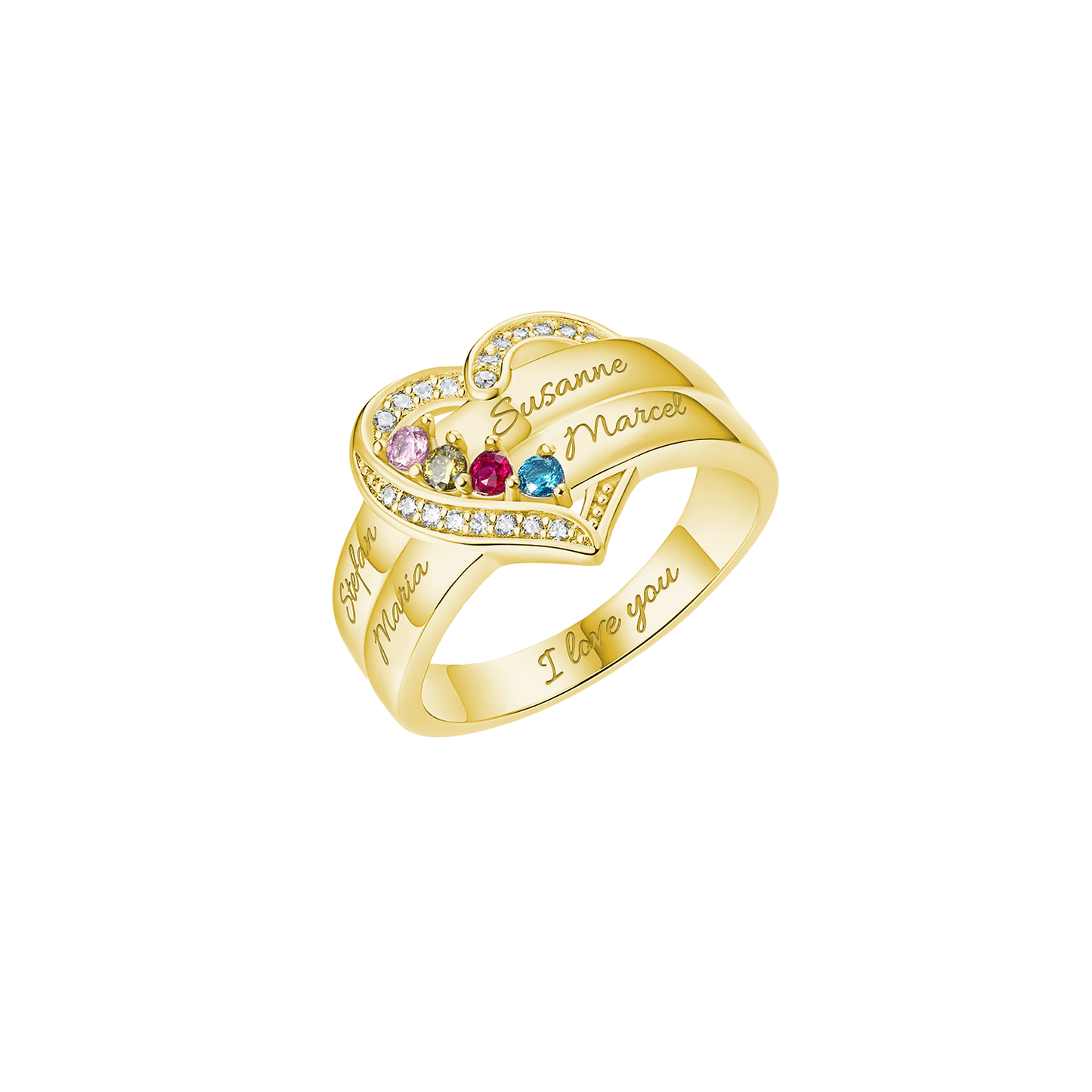 Gepersonaliseerde Ring met Geboortestenen