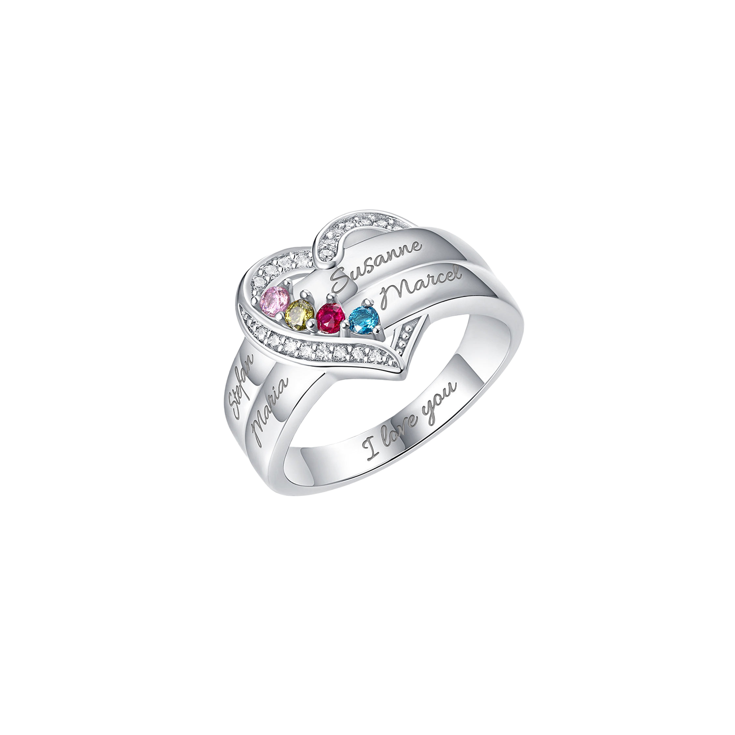 Gepersonaliseerde Ring met Geboortestenen