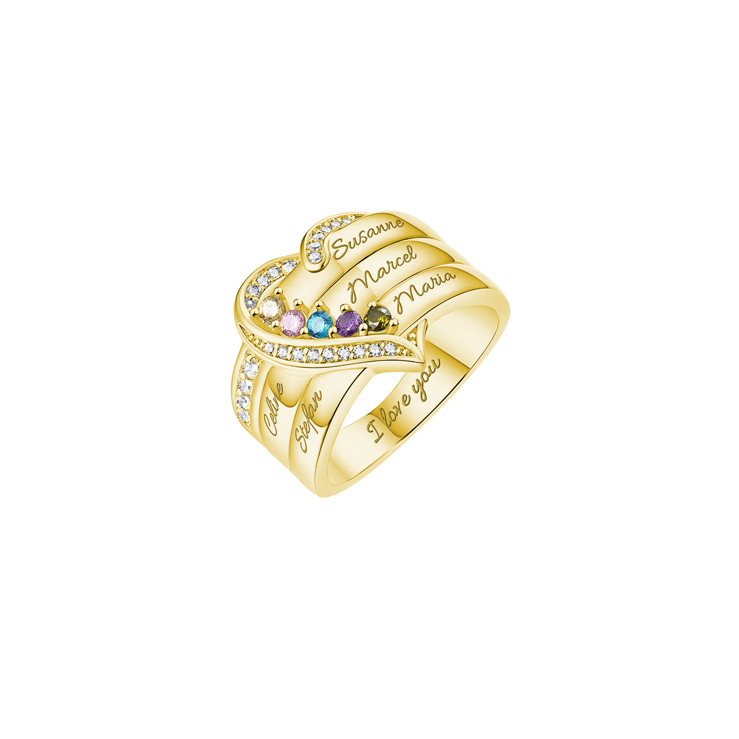 Gepersonaliseerde Ring met Geboortestenen