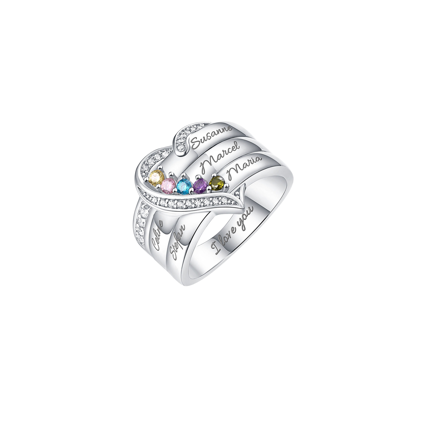 Gepersonaliseerde Ring met Geboortestenen