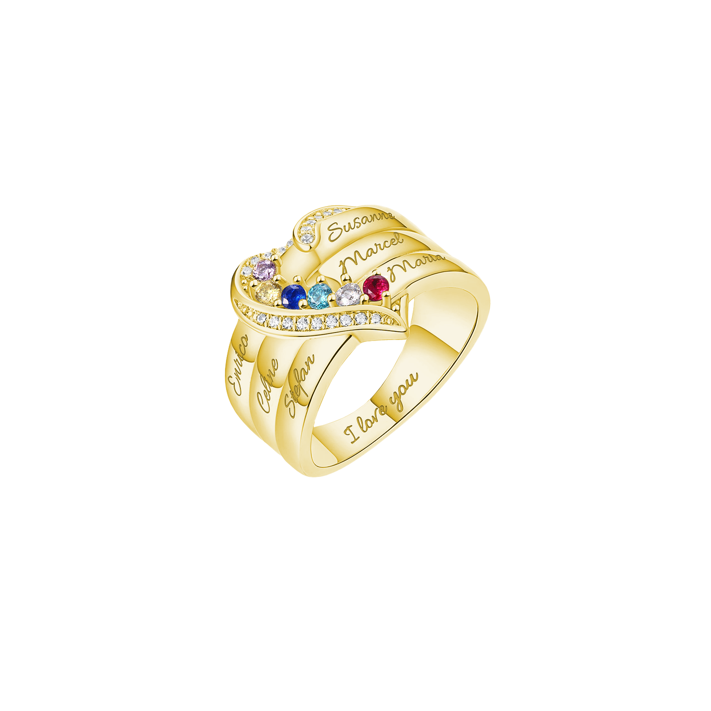 Gepersonaliseerde Ring met Geboortestenen