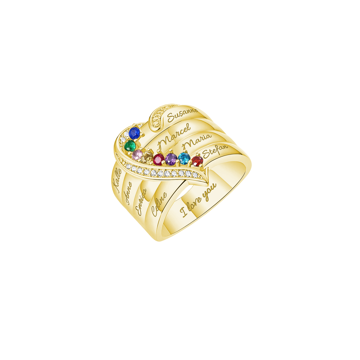 Gepersonaliseerde Ring met Geboortestenen