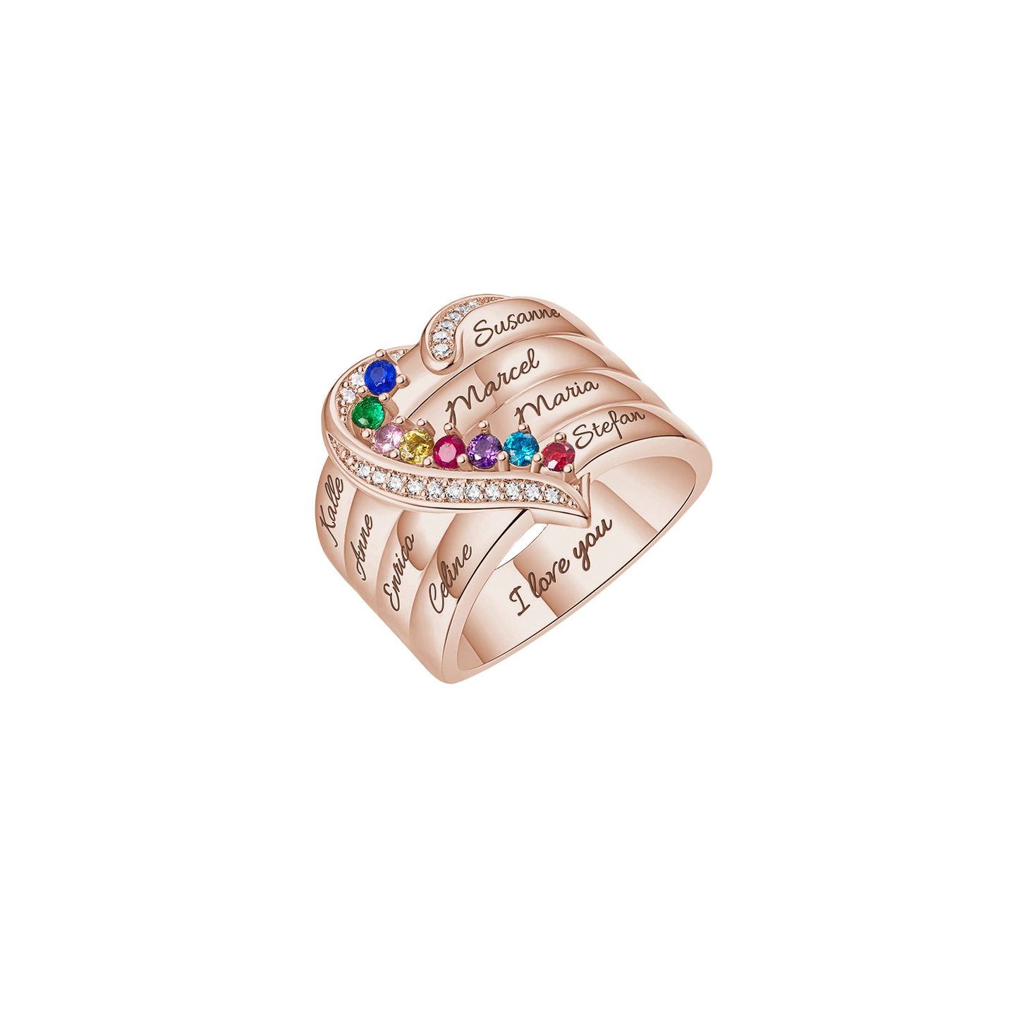 Gepersonaliseerde Ring met Geboortestenen