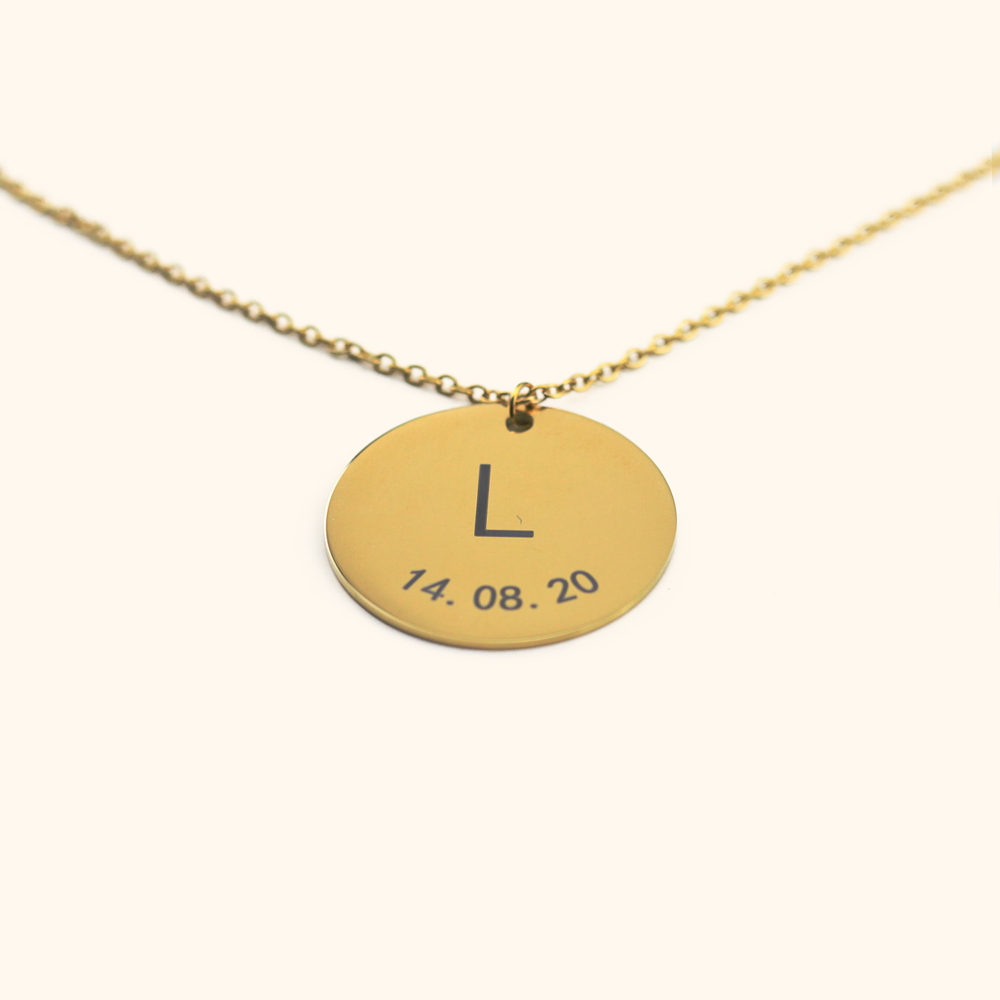Custom Munt Ketting Met Initialen En Datum