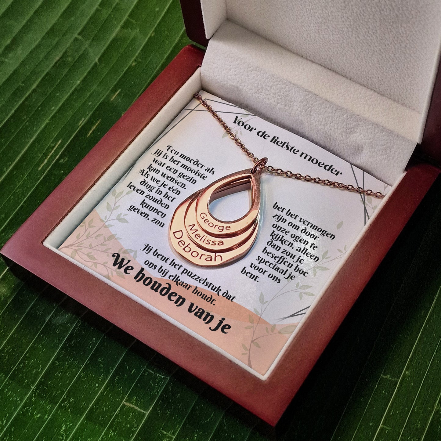 Voor De Liefste Moeder | Gepersonaliseerde Namen Druppel Ketting