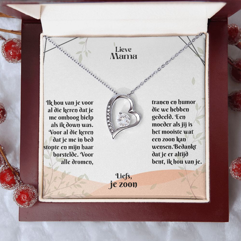 Lieve Mama | Ik hou van je | Liefs, je zoon | Hart Ketting