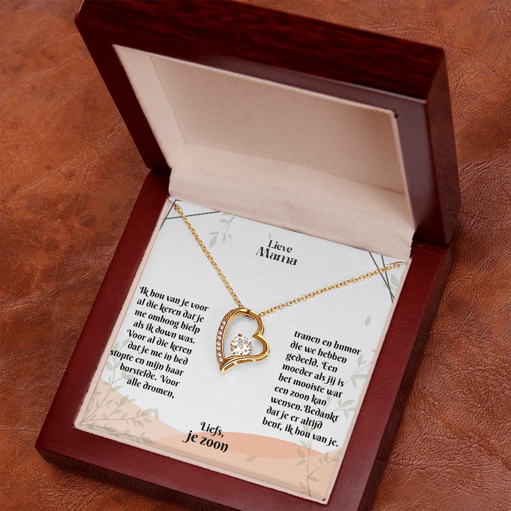 Lieve Mama | Ik hou van je | Liefs, je zoon | Hart Ketting