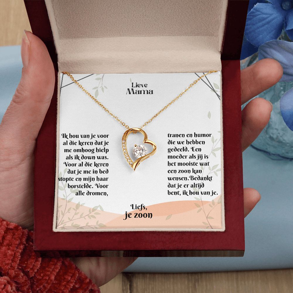 Lieve Mama | Ik hou van je | Liefs, je zoon | Hart Ketting