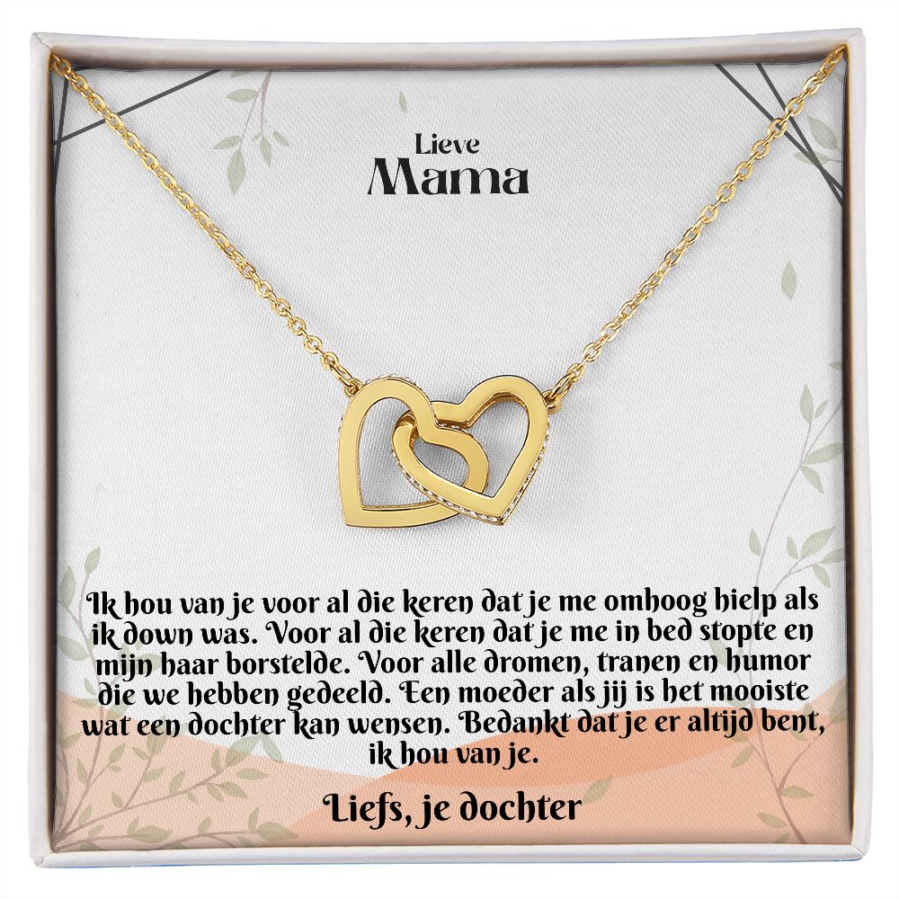 Lieve Mama | Liefs, je dochter | Ik Hou Van Je | In Elkaar Grijpende Hart Ketting
