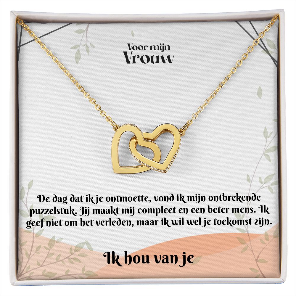 Voor mijn Vrouw | Ik Hou Van Je | Ontbrekende Puzzelstuk | In Elkaar Grijpende Hart Ketting
