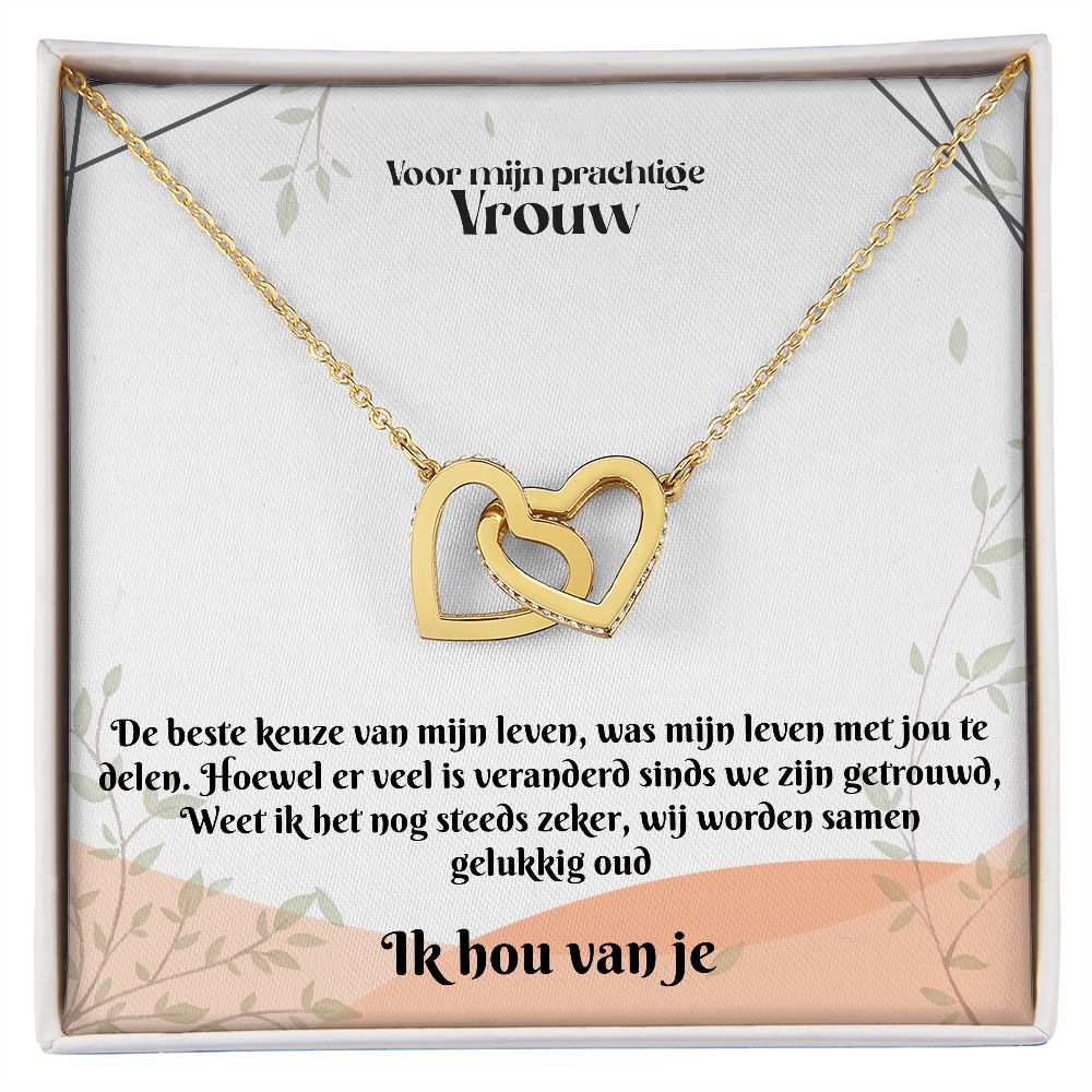 Voor mijn Vrouw | Ik Hou Van Je | Mijn Leven | In Elkaar Grijpende Hart Ketting