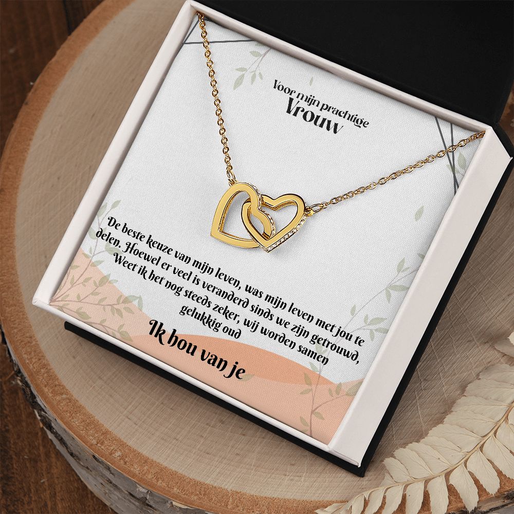 Voor mijn Vrouw | Ik Hou Van Je | Mijn Leven | In Elkaar Grijpende Hart Ketting