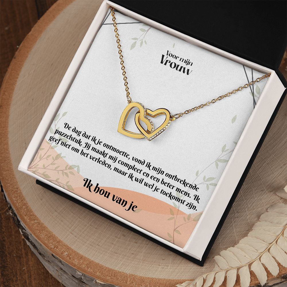Voor mijn Vrouw | Ik Hou Van Je | Ontbrekende Puzzelstuk | In Elkaar Grijpende Hart Ketting