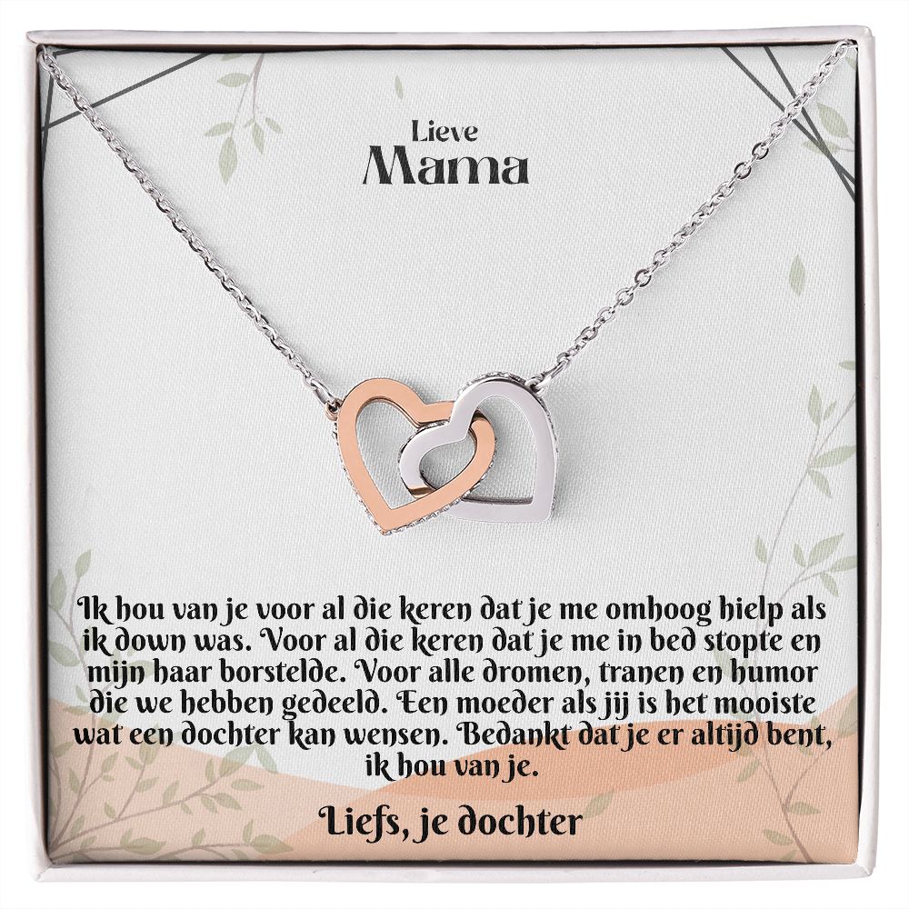 Lieve Mama | Liefs, je dochter | Ik Hou Van Je | In Elkaar Grijpende Hart Ketting