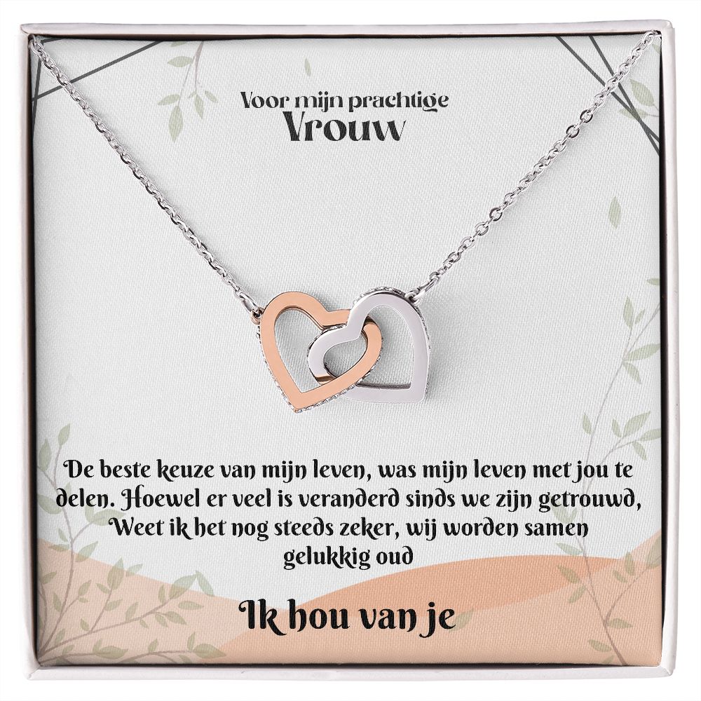 Voor mijn Vrouw | Ik Hou Van Je | Mijn Leven | In Elkaar Grijpende Hart Ketting