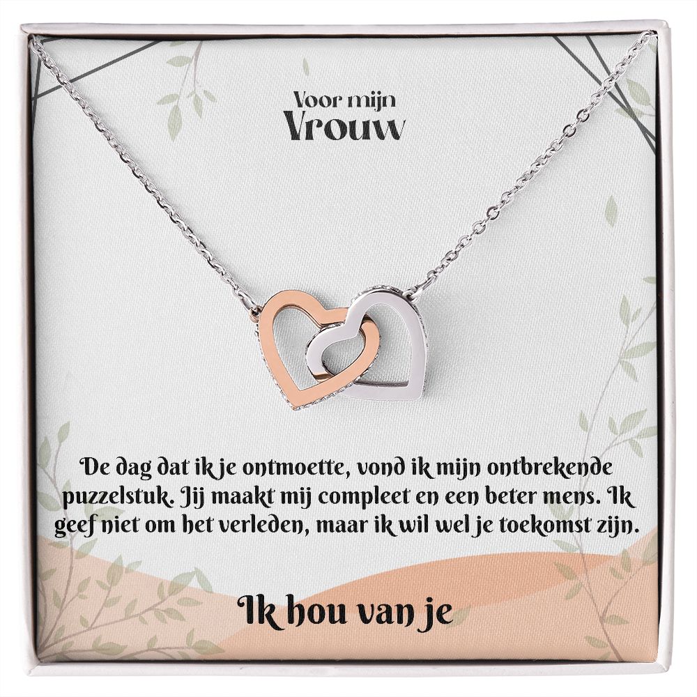 Voor mijn Vrouw | Ik Hou Van Je | Ontbrekende Puzzelstuk | In Elkaar Grijpende Hart Ketting