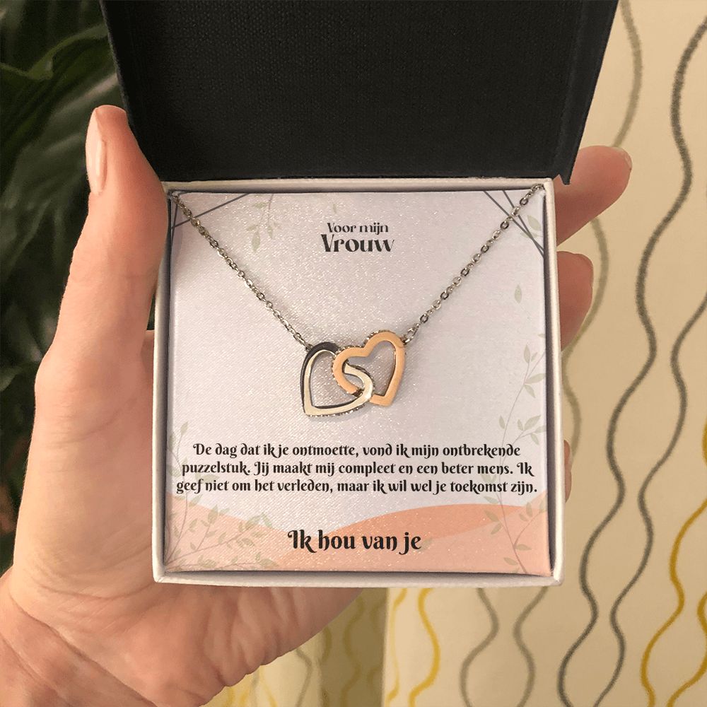Voor mijn Vrouw | Ik Hou Van Je | Ontbrekende Puzzelstuk | In Elkaar Grijpende Hart Ketting