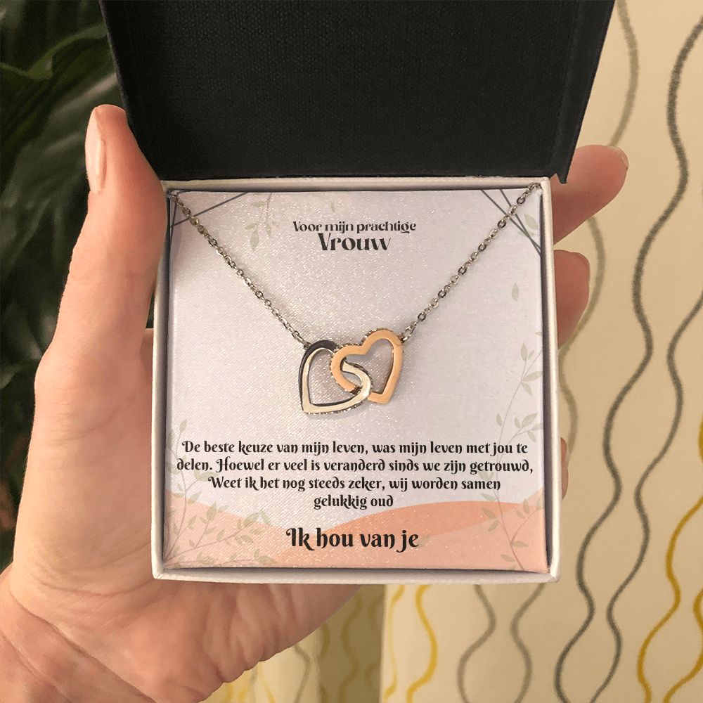 Voor mijn Vrouw | Ik Hou Van Je | Mijn Leven | In Elkaar Grijpende Hart Ketting