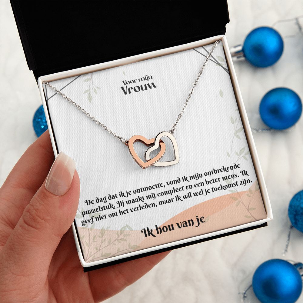 Voor mijn Vrouw | Ik Hou Van Je | Ontbrekende Puzzelstuk | In Elkaar Grijpende Hart Ketting