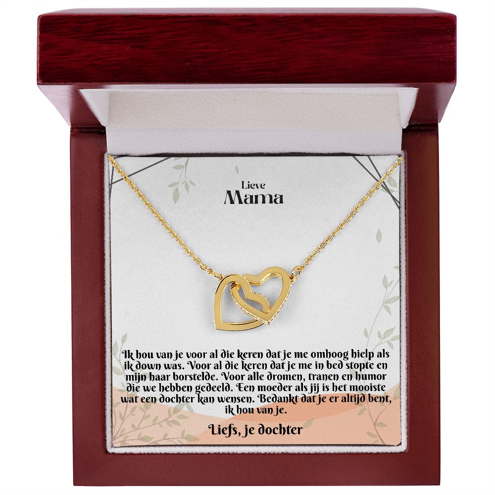 Lieve Mama | Liefs, je dochter | Ik Hou Van Je | In Elkaar Grijpende Hart Ketting