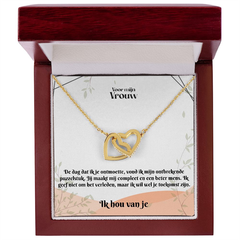 Voor mijn Vrouw | Ik Hou Van Je | Ontbrekende Puzzelstuk | In Elkaar Grijpende Hart Ketting