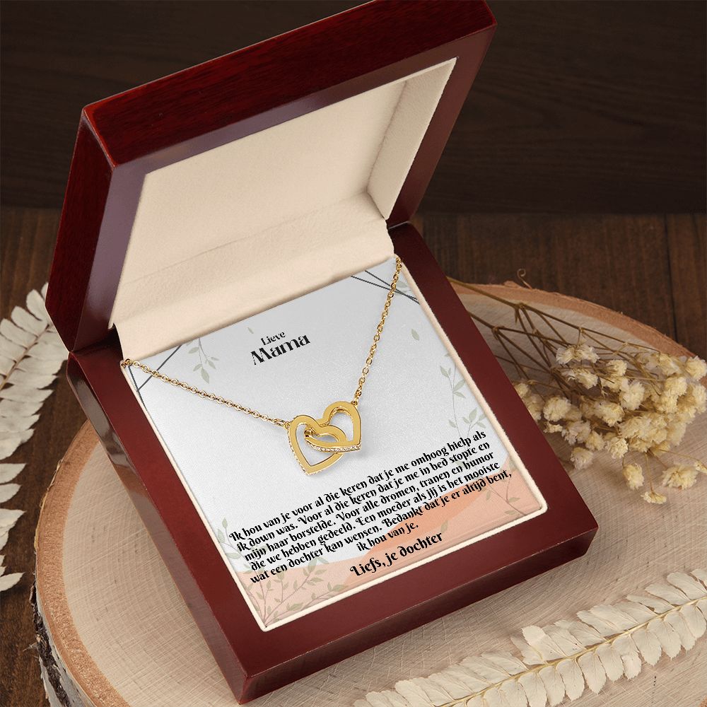 Lieve Mama | Liefs, je dochter | Ik Hou Van Je | In Elkaar Grijpende Hart Ketting