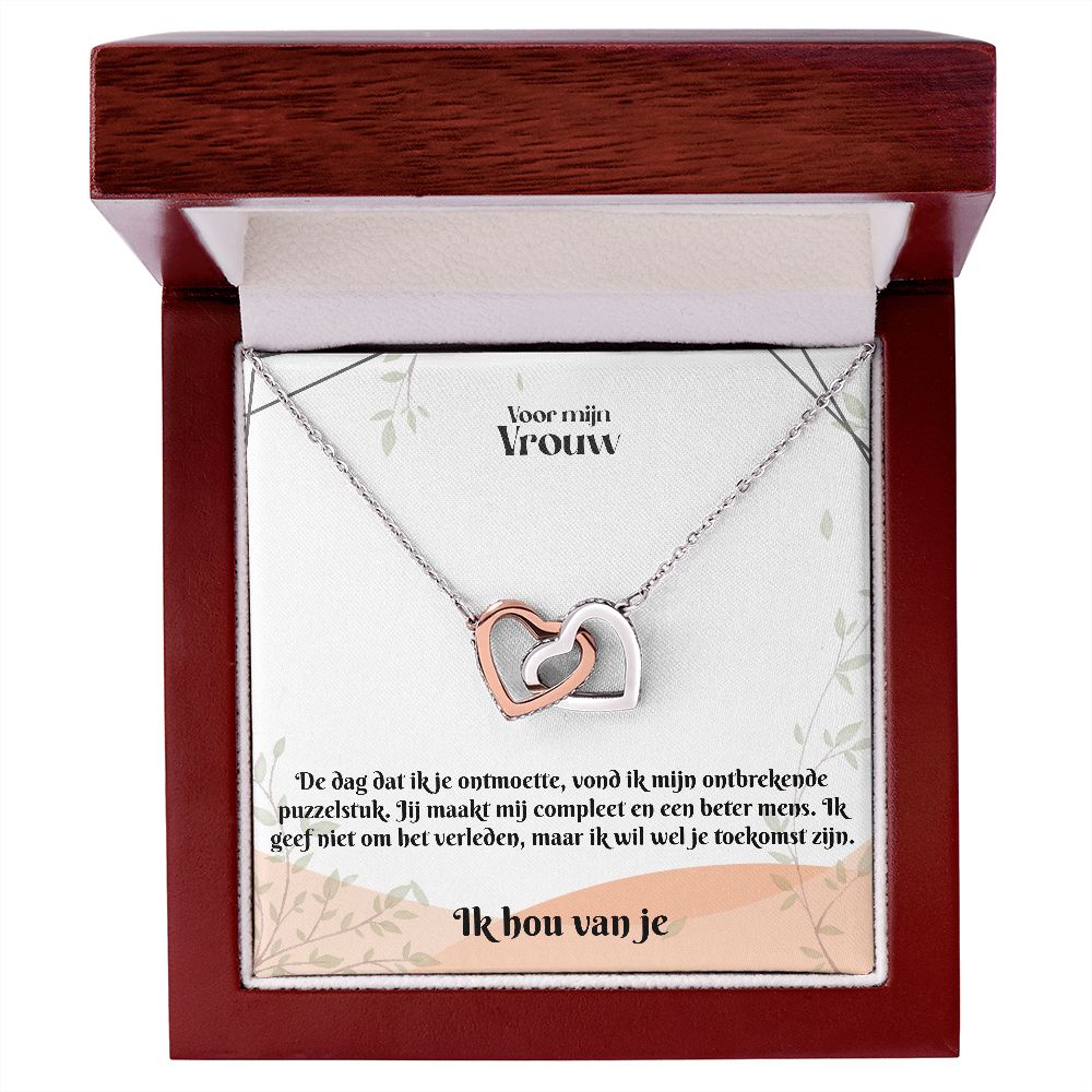 Voor mijn Vrouw | Ik Hou Van Je | Ontbrekende Puzzelstuk | In Elkaar Grijpende Hart Ketting