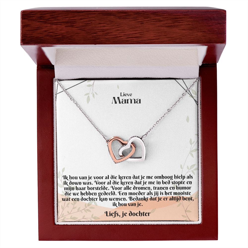 Lieve Mama | Liefs, je dochter | Ik Hou Van Je | In Elkaar Grijpende Hart Ketting