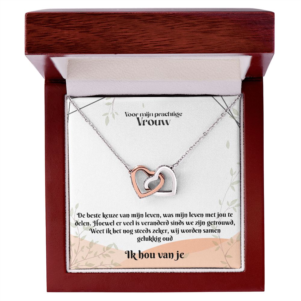 Voor mijn Vrouw | Ik Hou Van Je | Mijn Leven | In Elkaar Grijpende Hart Ketting