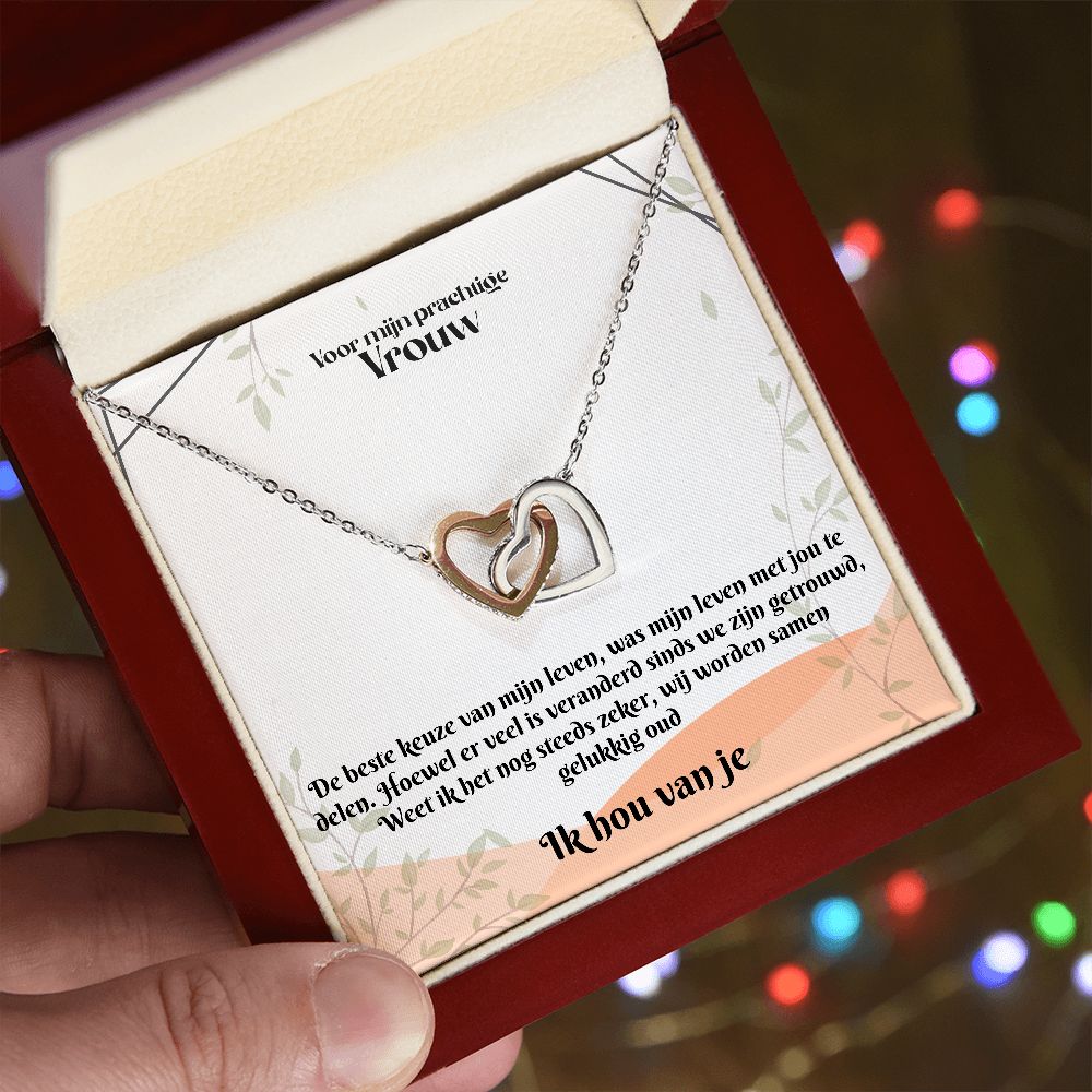 Voor mijn Vrouw | Ik Hou Van Je | Mijn Leven | In Elkaar Grijpende Hart Ketting