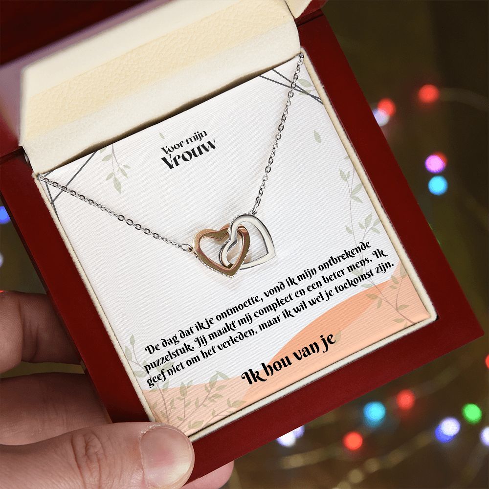 Voor mijn Vrouw | Ik Hou Van Je | Ontbrekende Puzzelstuk | In Elkaar Grijpende Hart Ketting